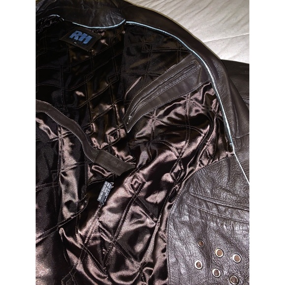 R11 Brown Leather Motorcycle Style Jacket - Picture 2 of 4